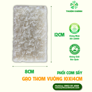 Phôi cơm sấy chữ nhật gạo thơm 8X12CM