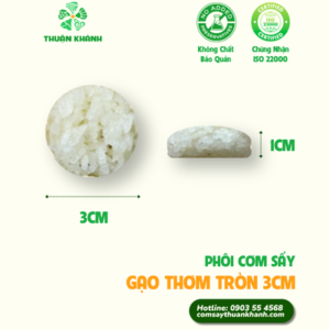Phôi cơm sấy tròn gạo thơm - 3cm Phôi cơm sấy tròn gạo thơm – 3cm