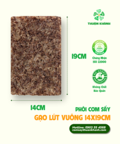 Phôi cơm sấy chữ nhật gạo lứt huyết rồng 14x19cm