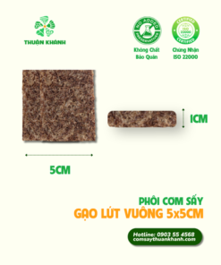 Phôi cơm sấy vuông gạo lứt huyết rồng 5X5CM