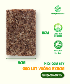 Phôi cơm sấy chữ nhật gạo lứt huyết rồng 8x11CM