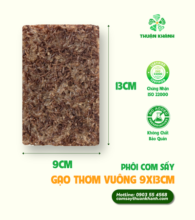 Phôi cơm sấy chữ nhật gạo lứt huyết rồng 9x13cm