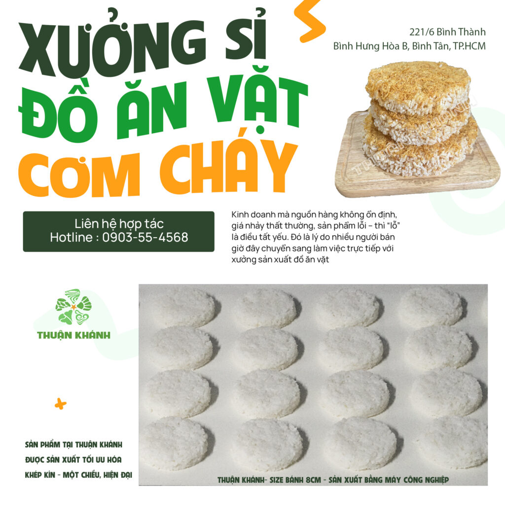 Xưởng sản xuất đồ ăn vặt cơm cháy