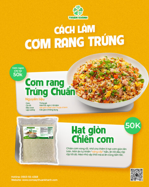 cách làm cơm rang trứng hạt giòn