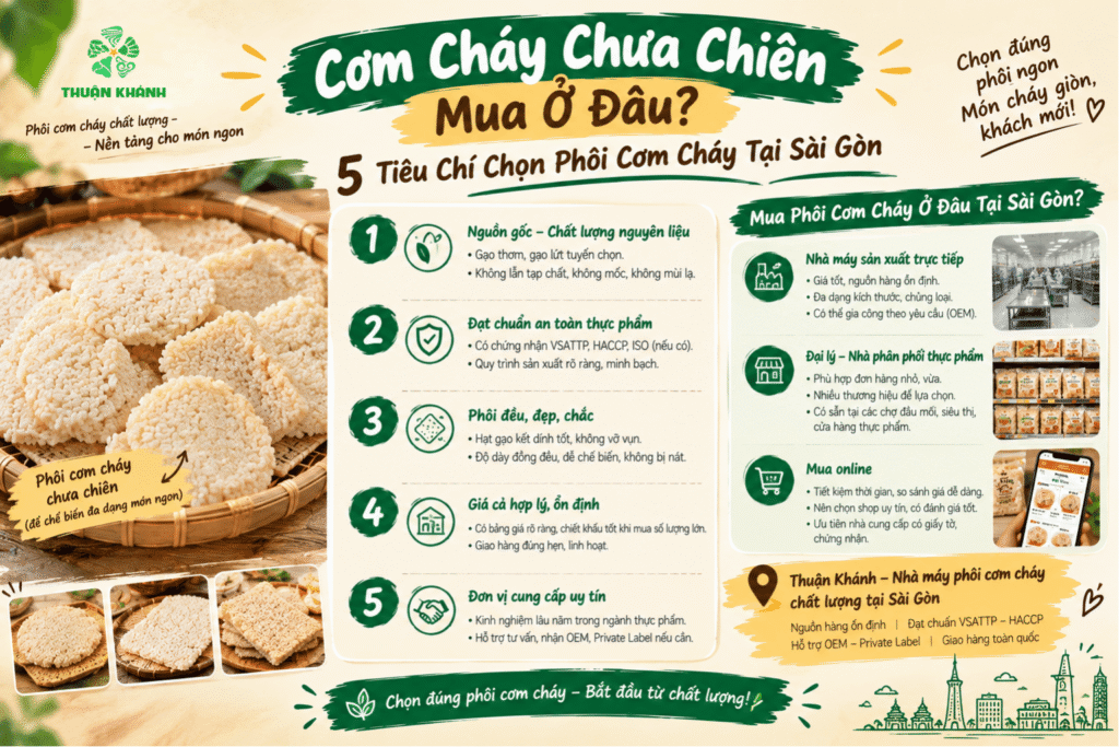 Cơm Cháy Chưa Chiên Mua Ở Đâu? 5 Tiêu Chí Chọn Phôi Cơm Cháy Tại Sài Gòn