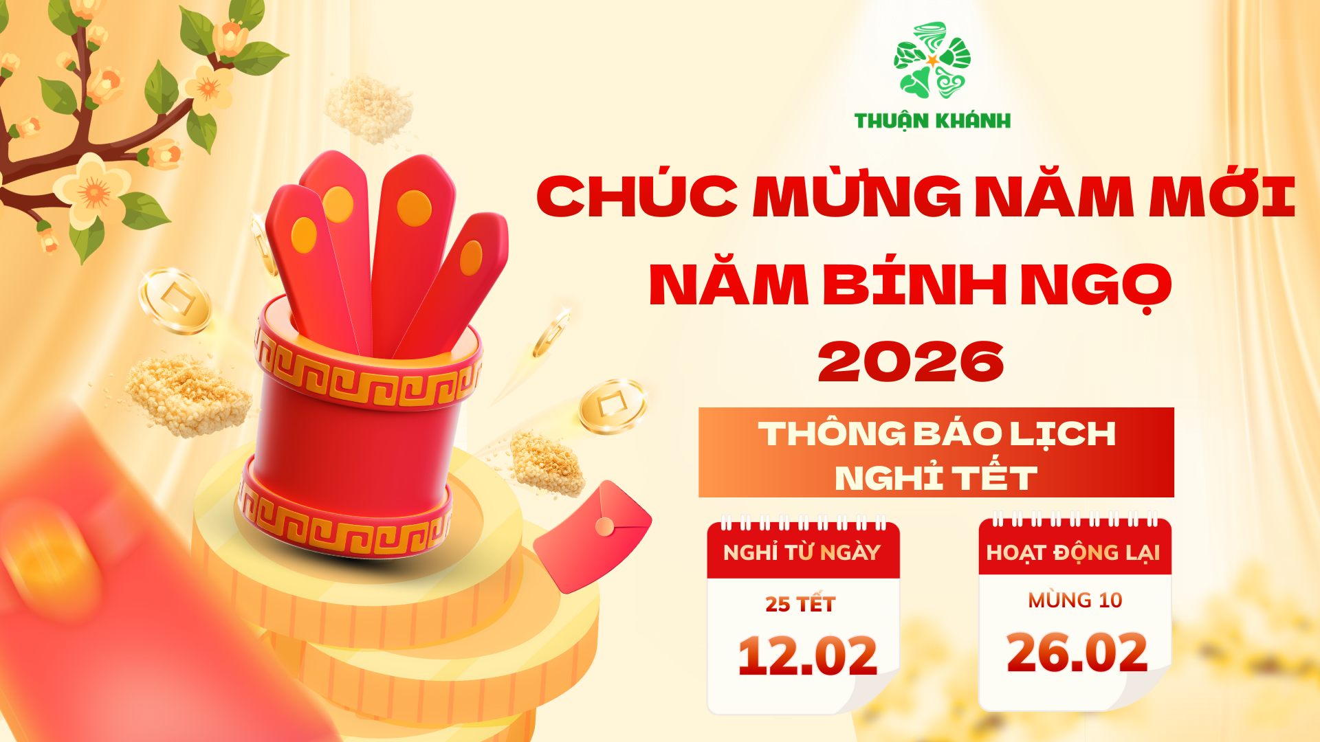 THÔNG BÁO LỊCH NGHỈ TẾT BÍNH NGỌ 2026