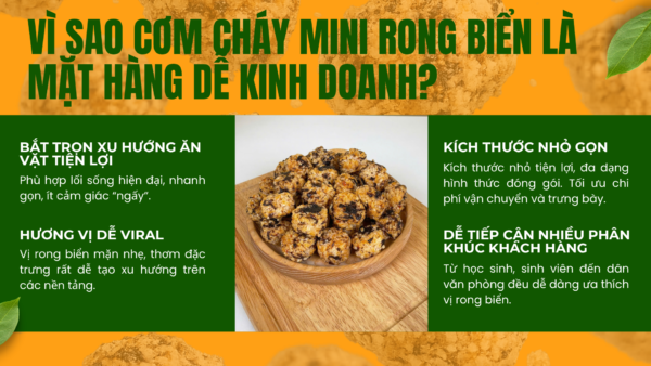 Các món ăn vặt dễ bán: Gợi ý, ý tưởng và tiêu chí chọn sản phẩm cho người mới 4 Cơm cháy mini rong biển Thuận Khánh giá sỉ – Giải pháp kinh doanh tiềm năng