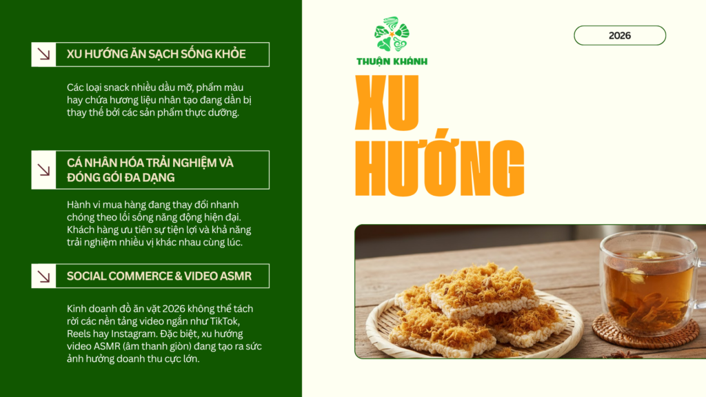 Kinh doanh đồ ăn vặt 2026: 3 xu hướng bùng nổ lợi nhuận