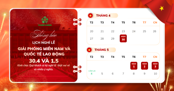 THÔNG BÁO LỊCH NGHỈ LỄ GIỖ TỔ HÙNG VƯƠNG & 30/4 – 1/5