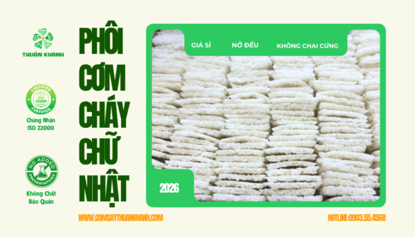 Nguồn sỉ phôi cơm cháy chữ nhật giá tốt | Nở đều, không chai cho xưởng đóng gói