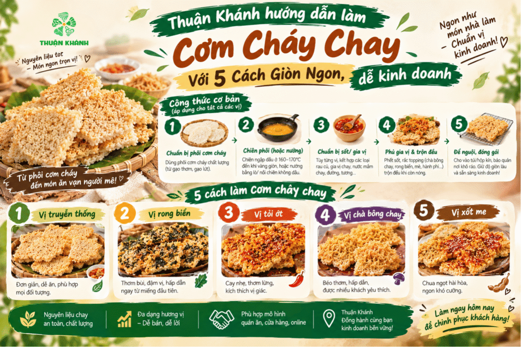 Thuận Khánh hướng dẫn làm Cơm Cháy Chay Với 5 Cách Giòn Ngon, dễ kinh doanh